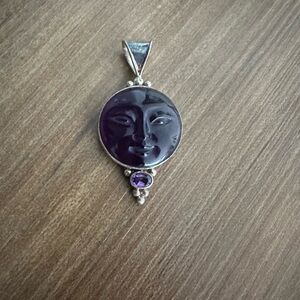 925 silver Purple Moon Face Pendant